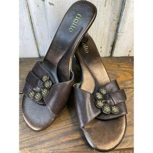 Sandals | Rialto Leather & Rhinestones Buckle Detail Small Heel | So Cute!